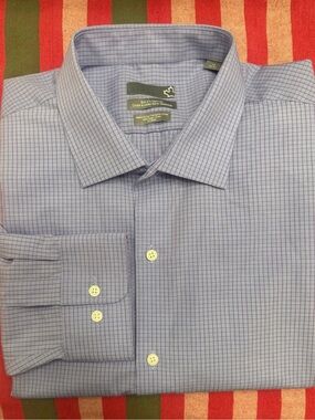 Sears Light Blue and Navy Micro-Check Dress Shirt